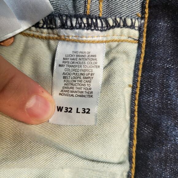 Lucky Brand Jeans Mens 32x32 Blue Slim Straight Distressed Denim - Picture 4 of 10